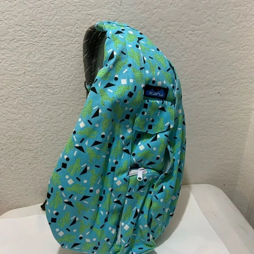 New KAVU Rope Bag Shoulder Cotton Backpack, Cactus Confetti